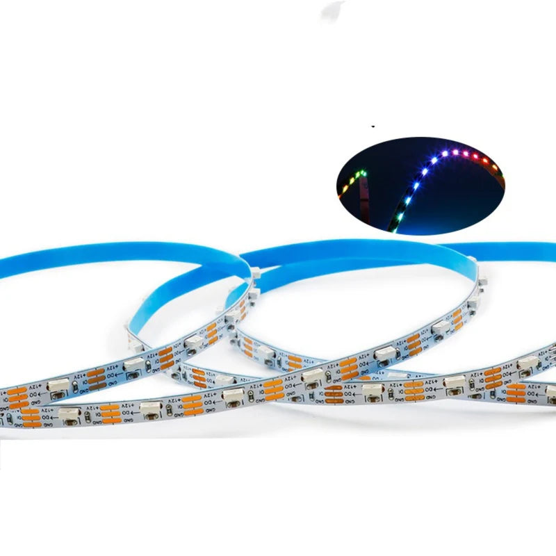 LightingWill WS2812 Side Emitting RGBIC LED Strip Light DC5V 12V 5mm PCB SMD4020 Individually Addressable 60 LEDs/m Non Waterproof Flowing LED Strip for Party Decoration DIY Lighting 5M 50M