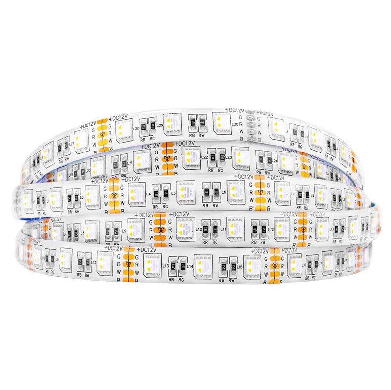 LightingWill DC24V RGBW/RGBWW LED Strip Light, 12mm PCB 4-in-1 SMD5050 60 LEDs/m, Non-Waterproof Flexible LED Tape Light for Mirror Kitchen Cabinet Bedroom, 5m 50m