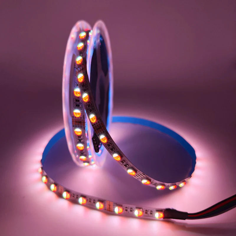 LightingWill DC12V RGBW/RGBWW LED Strip Light, 12mm PCB 4-in-1 SMD5050 60 LEDs/m, Non-Waterproof Flexible LED Tape Light for Mirror Kitchen Cabinet Bedroom, 5m 50m