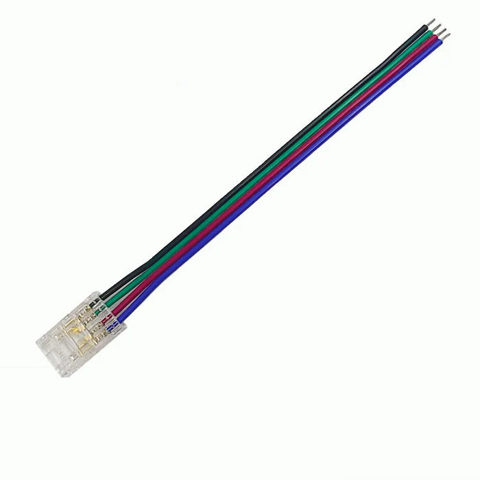 LightingWill LED Strip Connector 10mm 4Pin Transparent Solderless Clips, LED Light Strip Connector Strip to Wire Strip to Strip Female Plug Connector for RGB Strip, Bulk 500pcs MOQ Factory Direct