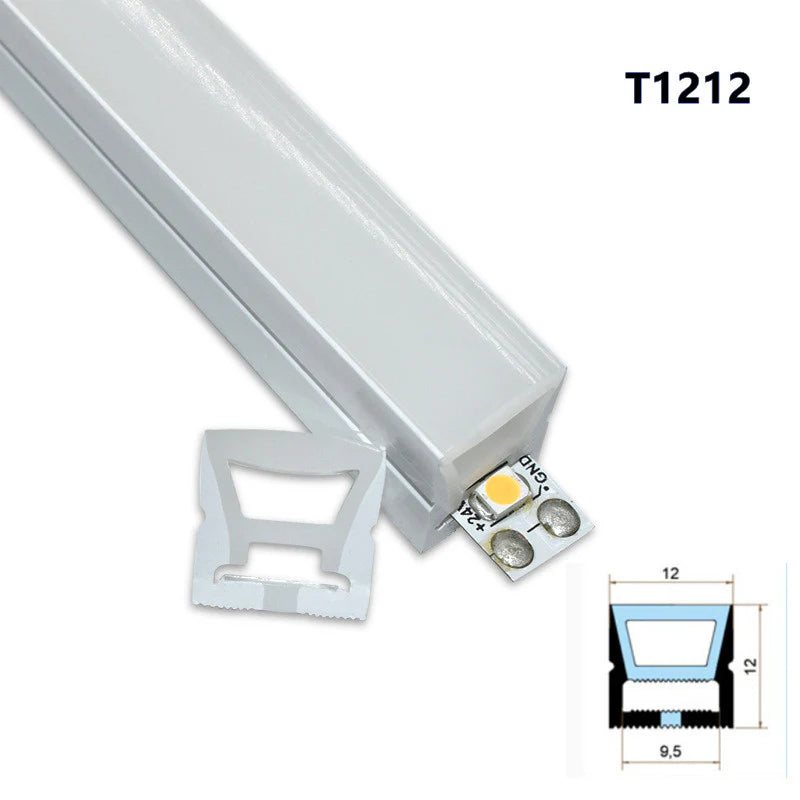 S1220 Black Side Edge Lighting Neon Light Housing – 12x20mm | Silicone LED Channel System | 10mm PCB Width | IP67 Waterproof | 16.4FT/5M*1/16.4FT/5M*5
