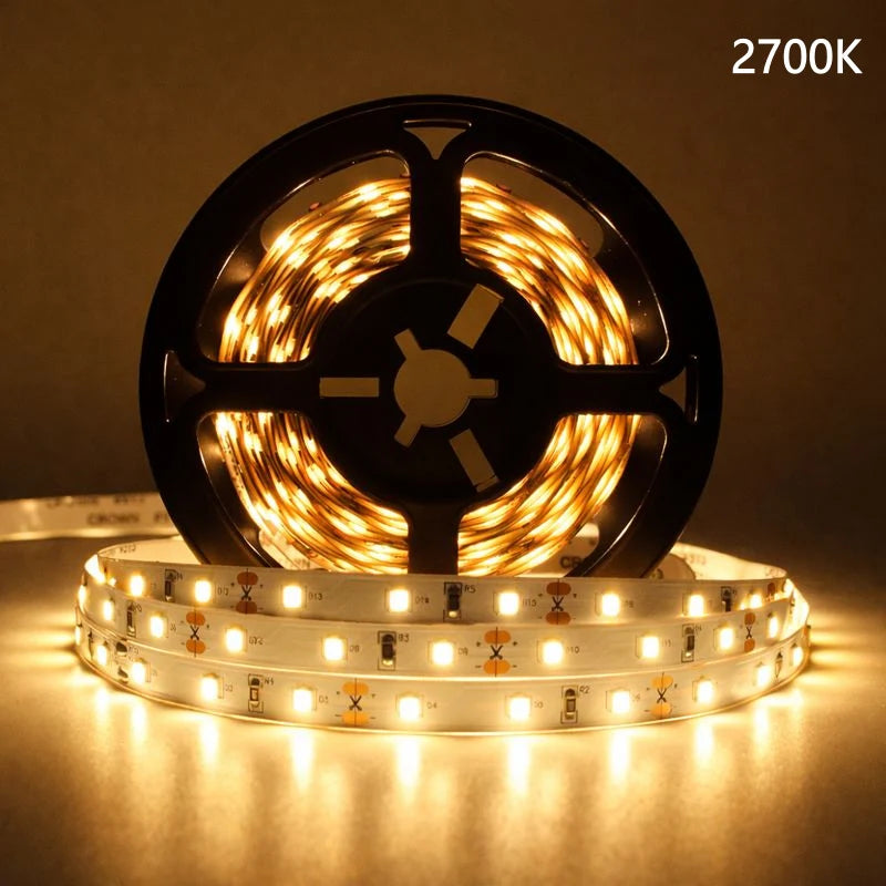 LightingWill DC24V SMD2835 Full Spectrum LED Strip Light 60LEDs/m 300 LEDs 10W/m, CRI 97+ High CRI LED Ribbon 2700K–6500K, 8mm PCB IP00/IP67 for Cabinet, Bedroom and Mirror Lighting, 5/50M