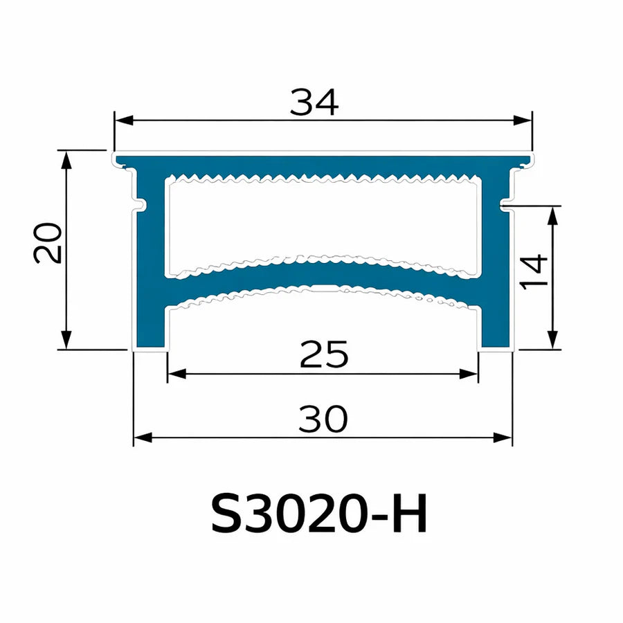 Q-TE Series 30×20mm Top Emitting LED Neon Housing | Max Strip Width ≤25mm | S3020-H Black Premium Neon Housing | 16.4FT/5M | Quick Install | Cove Accent Lighting