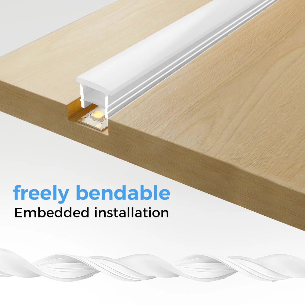 Q-TE Series 16×16mm Top Emitting LED Neon Housing | Max Strip Width ≤12mm | S1616 Architectural Neon Housing | 16.4FT/5M | Quick Install | Cove Retail Lighting