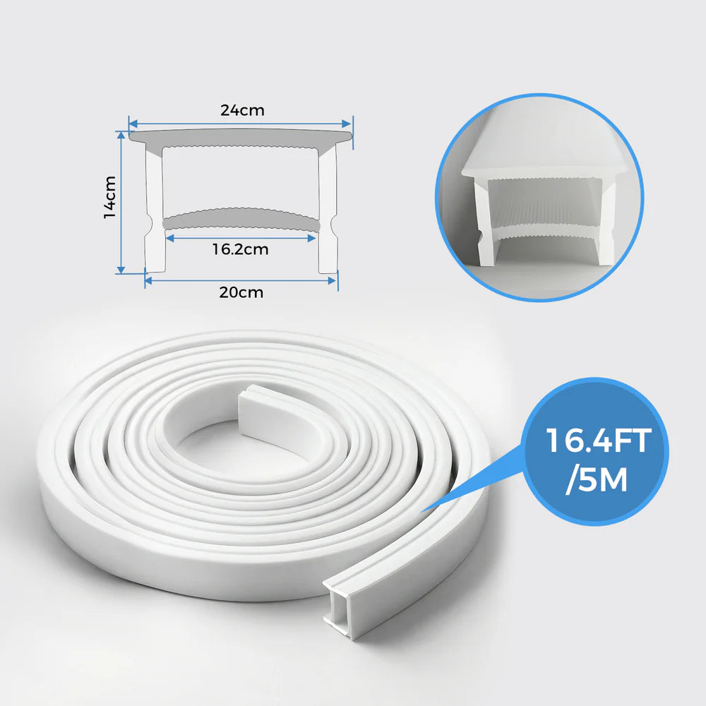 Q-TE Series 20×14mm Top Emitting LED Neon Housing | Max Strip Width ≤16mm | S2014 Architectural Neon Housing | 16.4FT/5M | Mounting Edge Quick Install | Cabinet Display Lighting