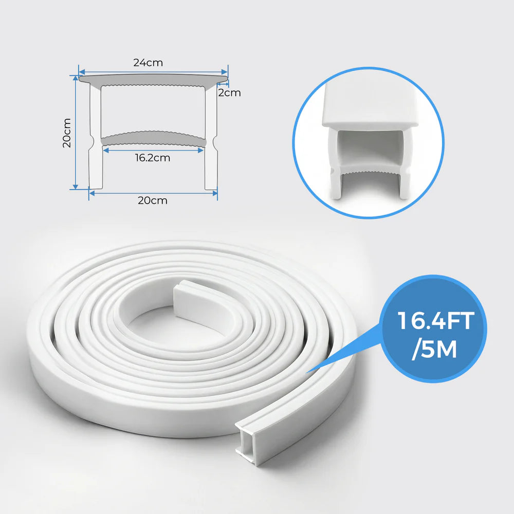 Q-TE Series 20×20mm Top Emitting LED Neon Housing | Max Strip Width ≤16mm | S2020 Premium Neon Housing | 16.4FT/5M | With-Edge Quick Install | Commercial Cove Lighting