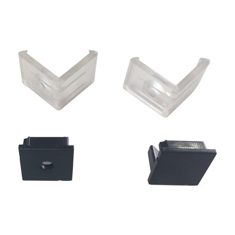 Black V01 16x16mm V-Shape Vertical Angle Cover Internal Width 12mm Corner Mounting LED Aluminum Channel with End Caps and Mounting Clips Aluminum Extrusion