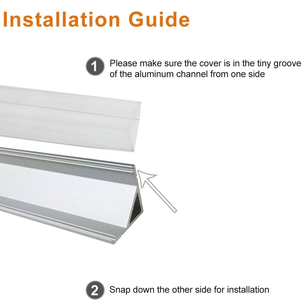 Silver V01 16x16mm V-Shape Vertical Angle Cover Internal Width 12mm Corner Mounting LED Aluminum Channel with End Caps and Mounting Clips Aluminum Extrusion