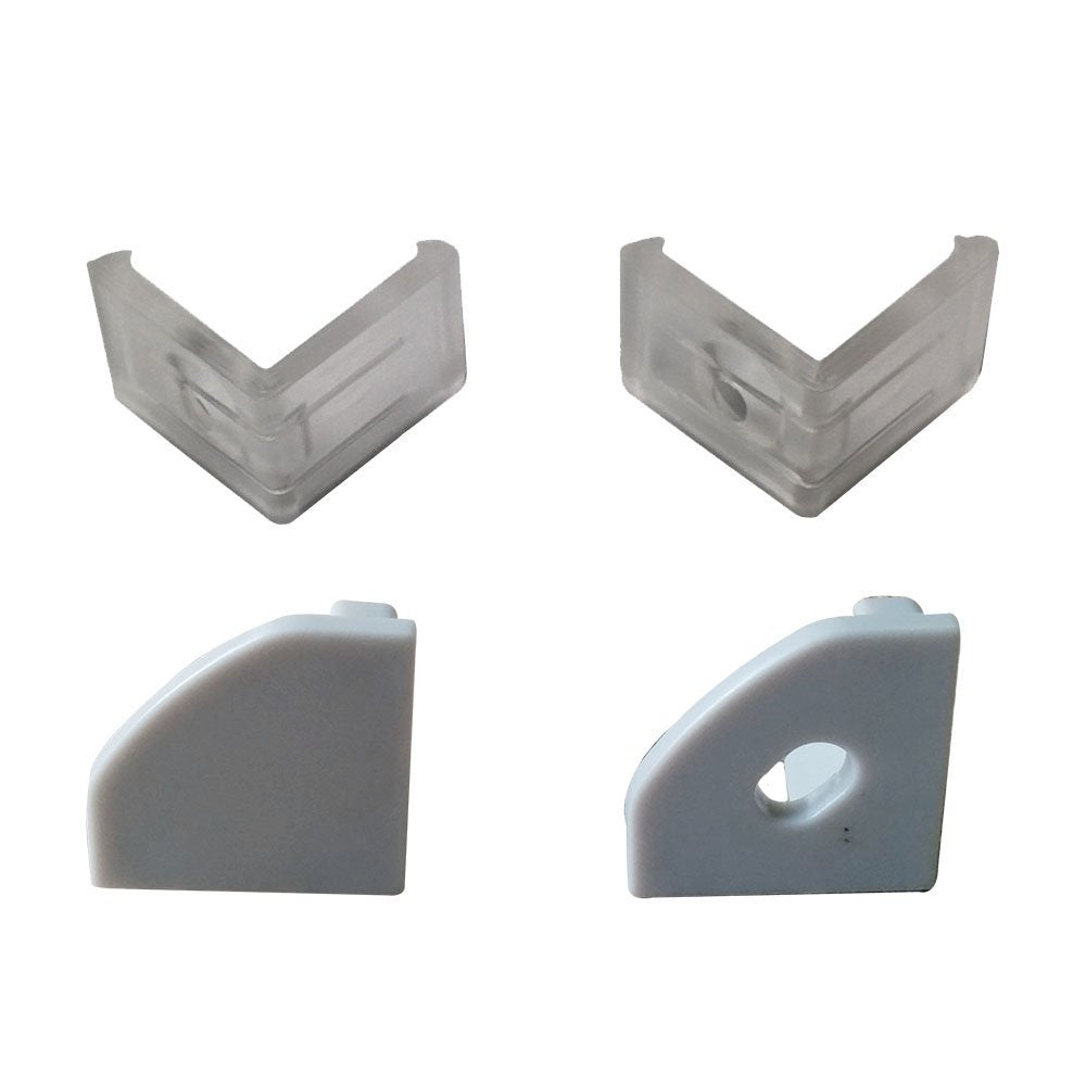 Silver V03 18x18mm V-Shape Internal Width 12mm Corner Mounting LED Aluminum Channel with Clear/Milky White Cover, End Caps and Mounting Clips for Flex/Hard LED Strip Light