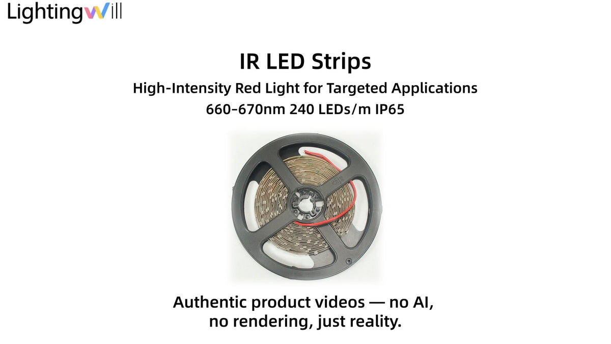 LightingWill 660–670nm Deep Red LED Strip Light Demo | 240 LEDs/m IP65 5M