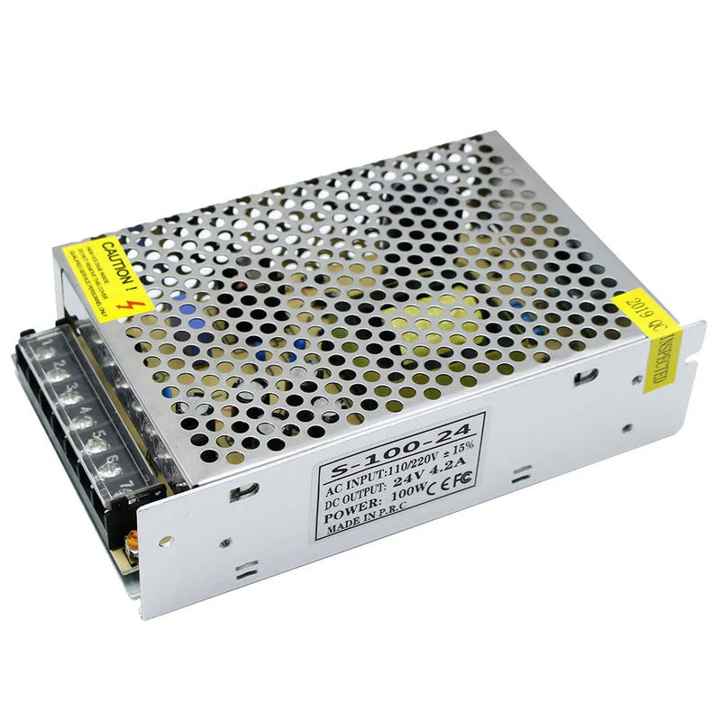 DC 12V/24V 60W–250W Switching Power Supply, AC 110/220V Input, Constant Voltage LED Driver Transformer, Metal Case with Screw Terminals, CE/FCC/RoHS Certified