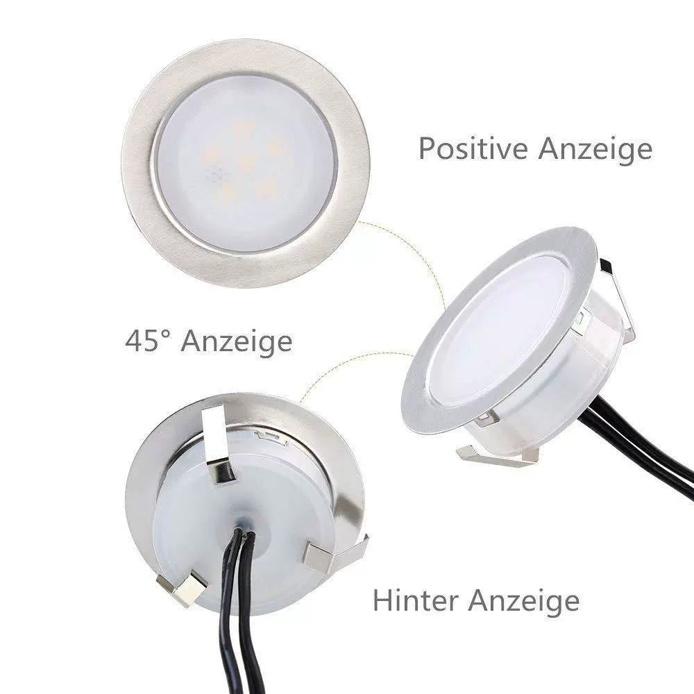 6-Pack Recessed LED Deck Lights – Warm White / Natural White | 1.5W Each | AC100–265V Input with Power Adapter | US / EU / UK / AU Plug Options | IP67 Waterproof Inground Step Lights Kit for Deck, Garden, Yard, Stairs & Pathway Lighting