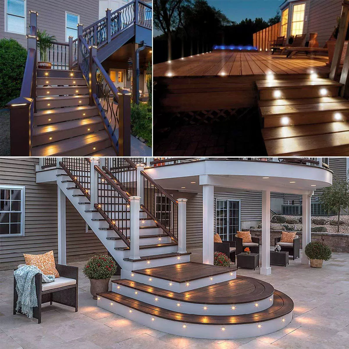 10-Pack Recessed LED Deck Lights – Warm White / Natural White | 0.6W Each | AC100–265V Input with Power Adapter | US / EU / UK / AU Plug Options | IP67 Waterproof Inground Step Lights Kit for Deck, Garden, Yard, Stairs & Pathway Lighting