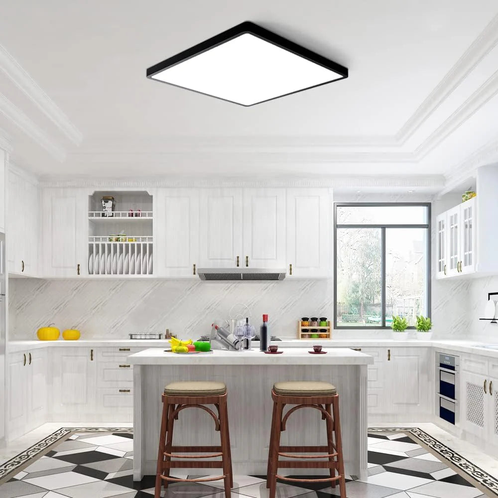 15.7 Inch 18W White / Black Square Slim LED Ceiling Lights – AC 110–130V | 3000K / 4500K / 5000K / 6500K | Flush Mount Ceiling Light for Modern Home Lighting | 1-Pack – Local Stock (US)