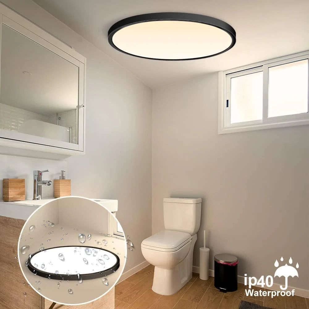12 Inch 24W White / Black / Wood Grain Round Slim LED Ceiling Lights – AC  220–240V | 3000K / 4500K / 5000K / 6500K | Flush Mount Ceiling Light for Modern Home Lighting | 1-Pack – Local Stock (UK/DE)