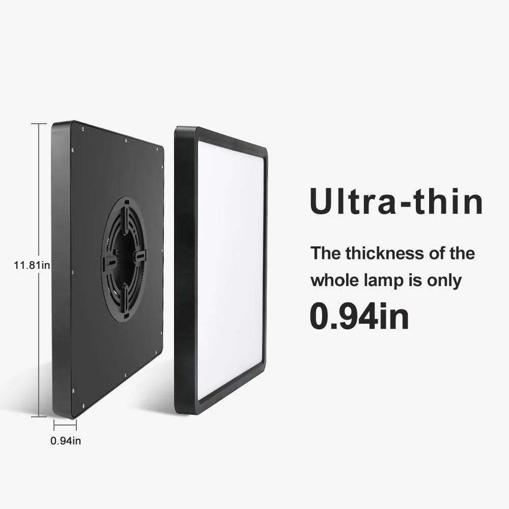 12 Inch 24W White / Black Square Slim LED Ceiling Lights – AC 110–130V | 3000K / 4500K / 5000K / 6500K | Flush Mount Ceiling Light for Modern Home Lighting | 1-Pack – Local Stock (US)