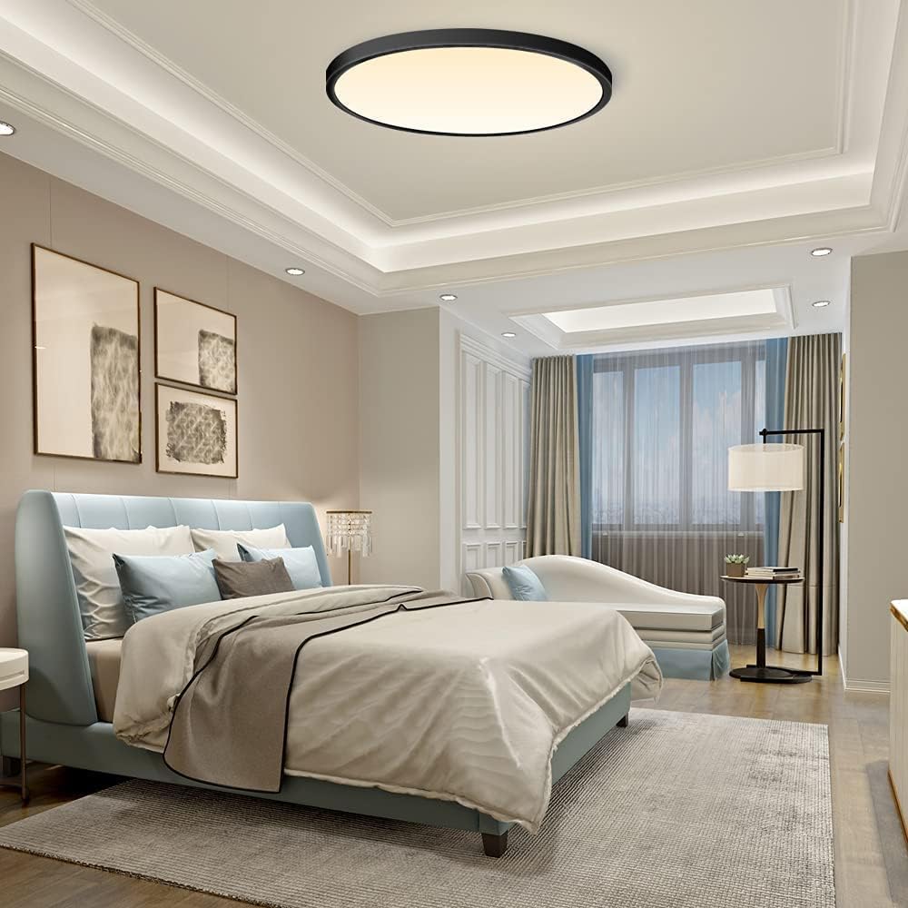 9 Inch 18W White / Black Round Slim LED Ceiling Lights – AC  220–240V | 3000K / 4500K / 5000K / 6500K | Flush Mount Ceiling Light for Modern Home Lighting | 1-Pack – Local Stock (UK)