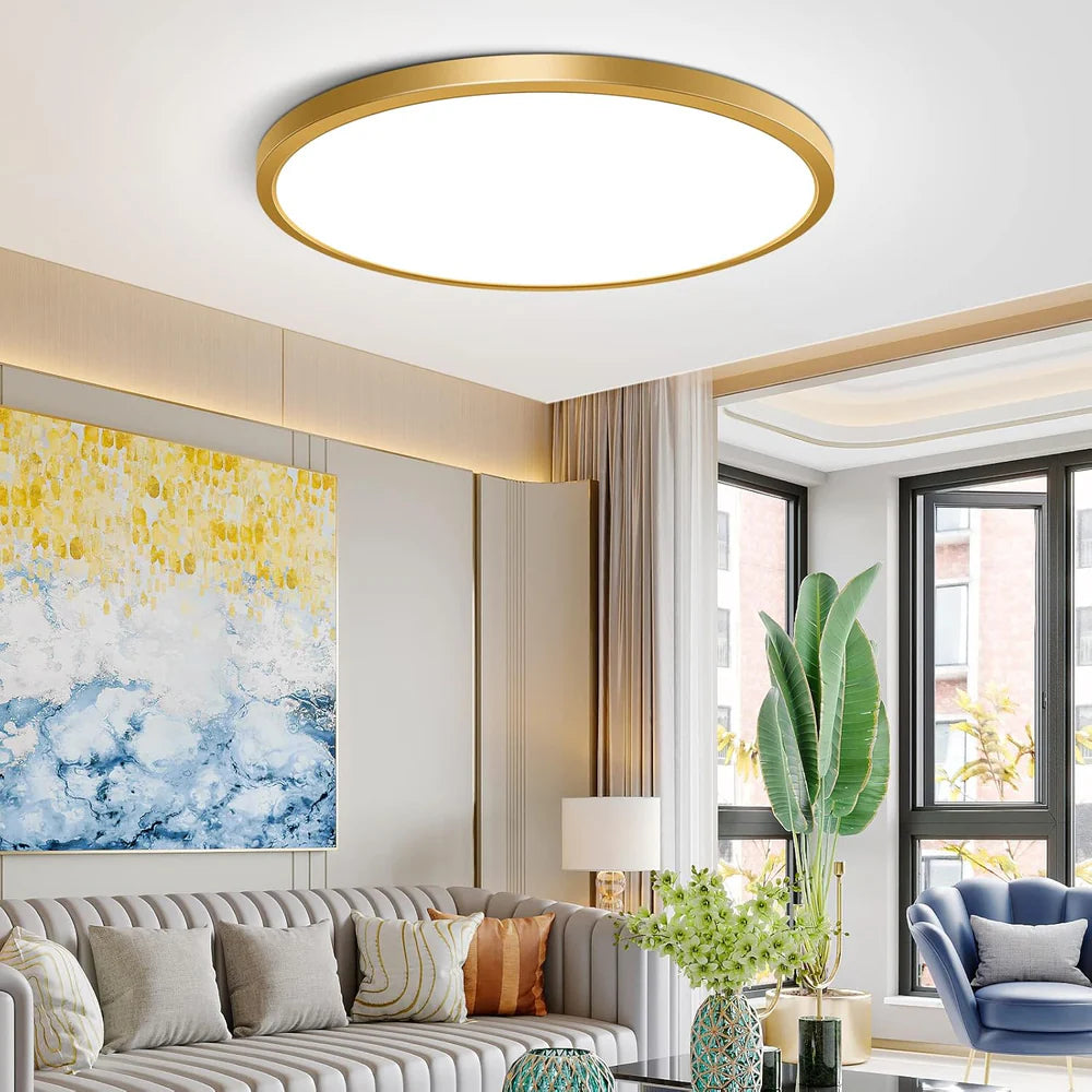 9 Inch 18W White / Gold Round Slim LED Ceiling Lights – AC 110–130V | 3000K / 4500K / 5000K / 6500K | Flush Mount Ceiling Light for Modern Home Lighting | 1-Pack – Local Stock (US)