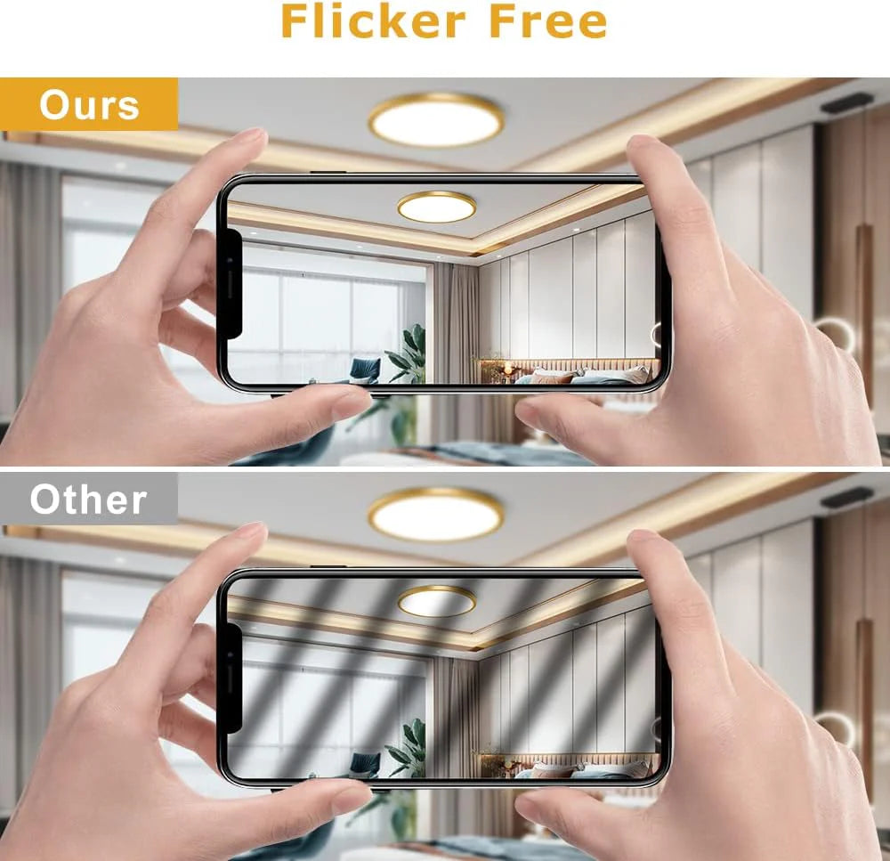 9 Inch 18W White / Gold Round Slim LED Ceiling Lights – AC 110–130V | 3000K / 4500K / 5000K / 6500K | Flush Mount Ceiling Light for Modern Home Lighting | 1-Pack – Local Stock (US)