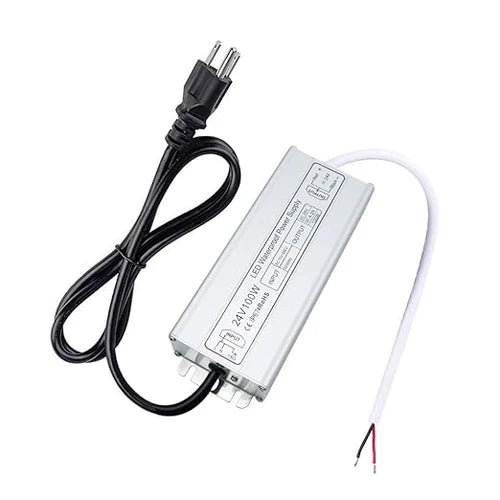 100W 12V/24V Waterproof LED Power Supply, 90-265V Input, Single Output, Aluminum Housing, Outdoor LED Lighting Driver, CE/RoHS/FCC Certified, US/UK/EU Plug