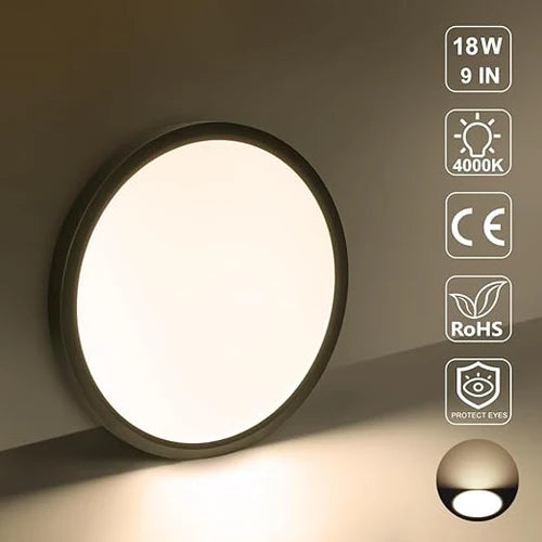 9 Inch 18W White / Black Round Slim LED Ceiling Lights – AC  220–240V | 3000K / 4500K / 5000K / 6500K | Flush Mount Ceiling Light for Modern Home Lighting | 1-Pack – Local Stock (UK)