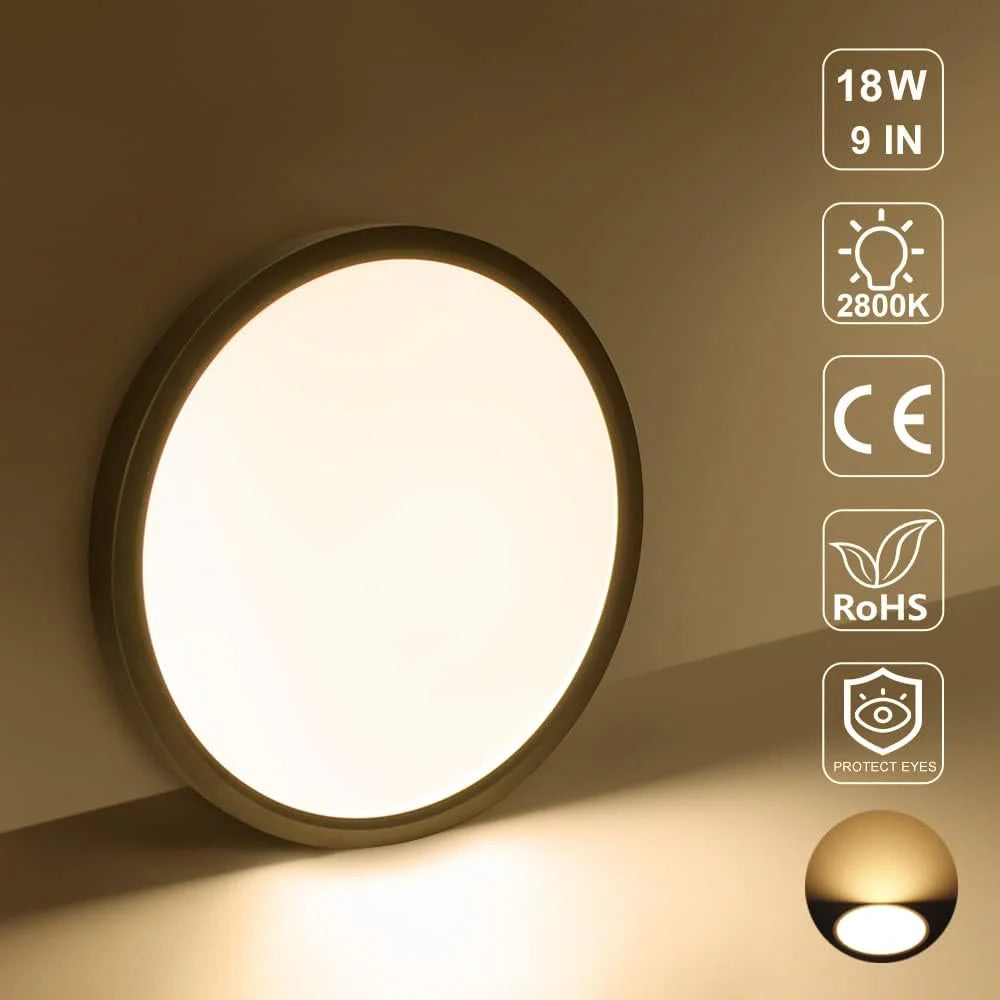 9 Inch 18W White / Black Round Slim LED Ceiling Lights – AC  220–240V | 3000K / 4500K / 5000K / 6500K | Flush Mount Ceiling Light for Modern Home Lighting | 1-Pack – Local Stock (UK)
