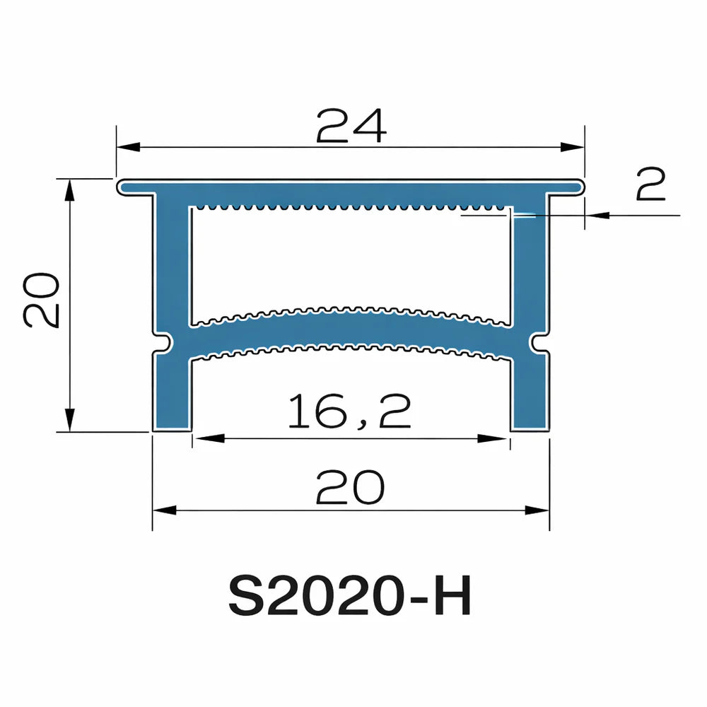 Q-TE Series 20×20mm Top Emitting LED Neon Housing | Max Strip Width ≤16mm | S2020-H Black Premium Neon Housing | 16.4FT/5M | Quick Install | Commercial Display Lighting