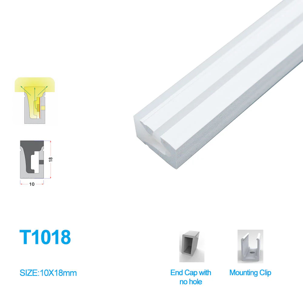 S1018 Side Edge Lighting Neon Light Housing – 10x18mm | Silicone LED Channel System | 10mm PCB Width | IP67 Waterproof | 16.4FT/5M*1/16.4FT/5M*5