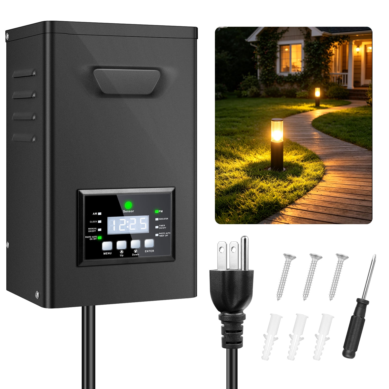 300W/400W Landscape Lighting Transformers – 120V to 12V/14V AC, Single Zone, Timer & Internal Photocell, Power Supply for Landscape Lighting Systems