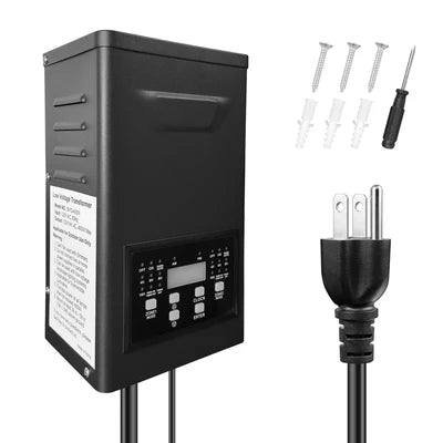 600W Landscape Lighting Transformers – 120V to 12V/15V AC, Dual Zone, Timer & External Photocell, Power Supply for Landscape Lighting Systems