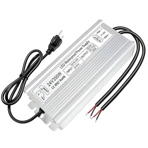 350W 12V/24V/36V/48V Waterproof LED Power Supply, 90-140V Input, Single/Dual Output, Aluminum Housing, Outdoor LED Lighting Driver, CE/RoHS/FCC Certified, US Plug