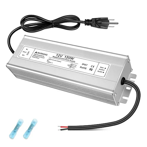 120W 12V/24V Waterproof LED Power Supply, 90-265V Input, Single/Dual Output, Aluminum Housing, Outdoor LED Lighting Driver, CE/RoHS/FCC Certified, US/UK/EU Plug