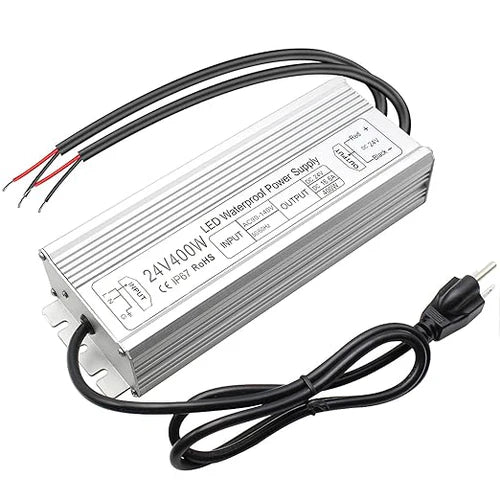400W 12V/24V/36V/48V Waterproof LED Power Supply, 90-140V Input, Single/Dual Output, Aluminum Housing, Outdoor LED Lighting Driver, CE/RoHS/FCC Certified, US Plug