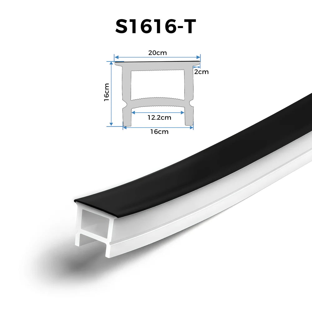 Q-TE Series 16×16mm Top Emitting LED Neon Housing | Max Strip Width ≤12mm | S1616-T Black Silicone Neon Profile | 16.4FT/5M | Quick Install | LED Signage Cove Lighting