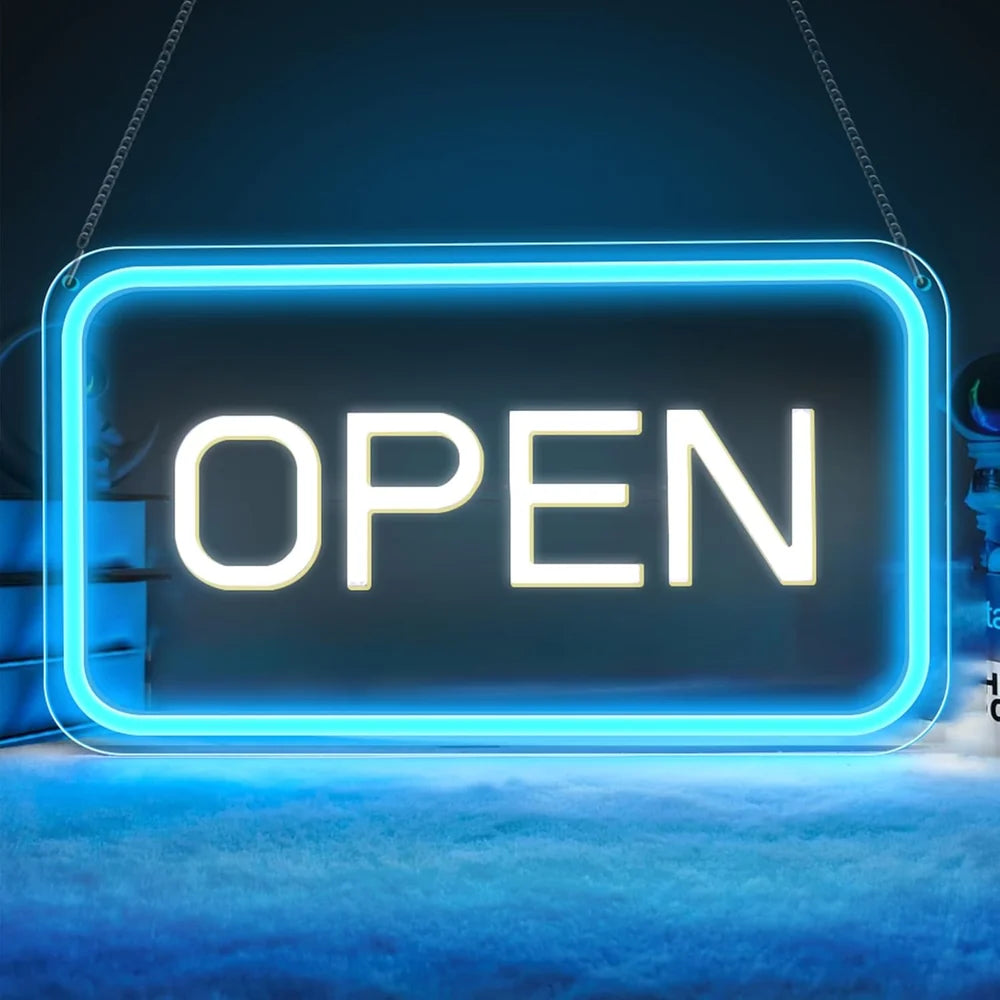 OPEN LED shop signs – USB Powered | 16×9 inch | 5 Color Options | LED Window Hanging Light for Cafes, Restaurants & Retail Shops