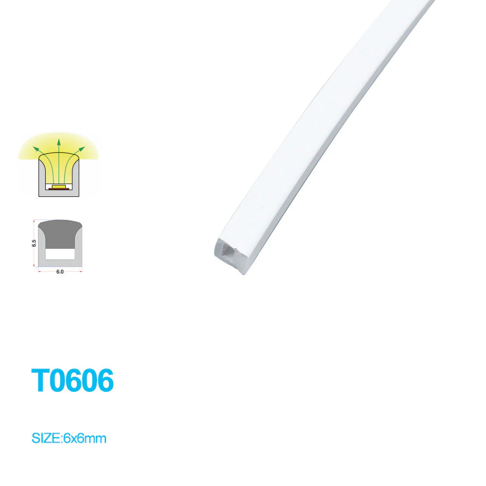 S0606 Neon Light Housing – 6x6mm | Silicone LED Channel System | 3mm PCB Width | IP67 Waterproof | 16.4FT/5M*1/16.4FT/5M*5