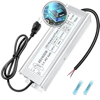 400W 12V/24V/36V/48V Waterproof LED Power Supply, 90-140V Input, Single/Dual Output, Aluminum Housing, Outdoor LED Lighting Driver, CE/RoHS/FCC Certified, US Plug