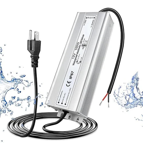150W 12V/24V Waterproof LED Power Supply, 90-265V Input, Single/Dual Output, Aluminum Housing, Outdoor LED Lighting Driver, CE/RoHS/FCC Certified, US/UK/EU Plug
