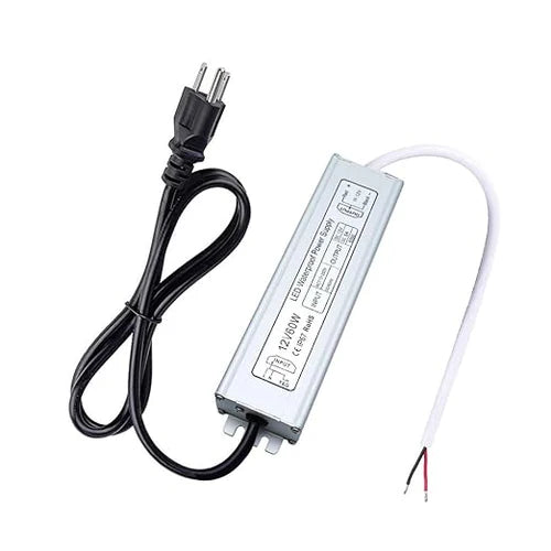 60W 12V/24V/36V/48V Waterproof LED Power Supply, 90-265V Input, Single Output, Aluminum Housing, Outdoor LED Lighting Driver, CE/RoHS/FCC Certified, US/UK/EU Plug