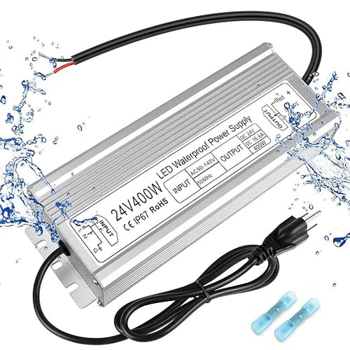 400W 12V/24V/36V/48V Waterproof LED Power Supply, 90-140V Input, Single/Dual Output, Aluminum Housing, Outdoor LED Lighting Driver, CE/RoHS/FCC Certified, US Plug