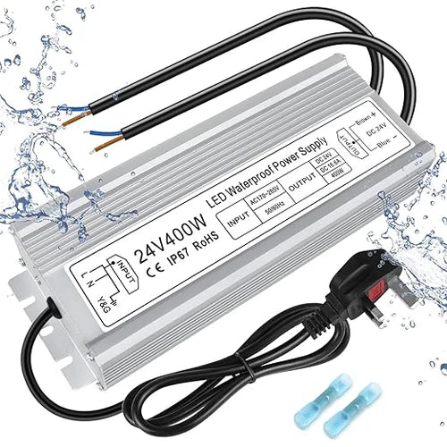 400W 12V/24V/36V/48V Waterproof LED Power Supply, 175-265V Input, Single/Dual Output, Aluminum Housing, Outdoor LED Lighting Driver, CE/RoHS/FCC Certified, UK/EU Plug