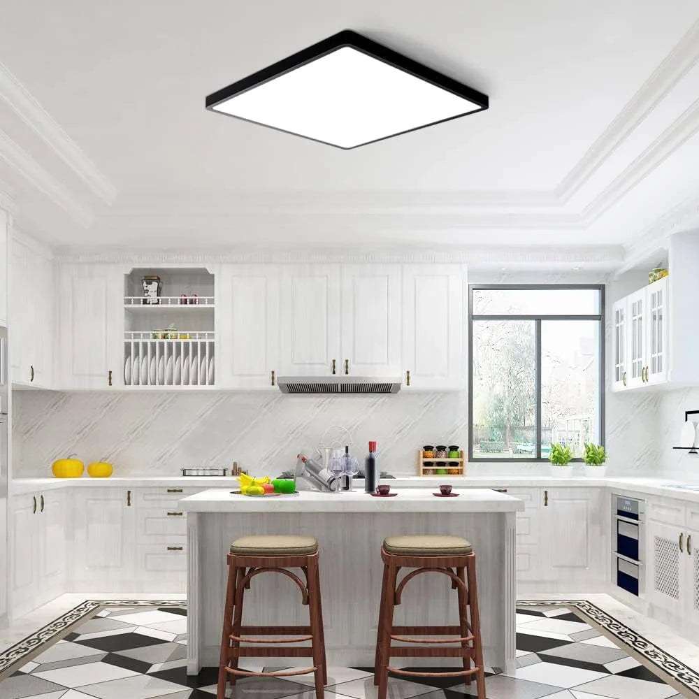 9 Inch 18W White / Black Square Slim LED Ceiling Lights – AC 110–130V | 3000K / 4500K / 5000K / 6500K | Flush Mount Ceiling Light for Modern Home Lighting | 1-Pack – Local Stock (US)