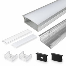 Silver U03 10x30mm U-Shape LED Aluminum Channel, 20mm Inner Width, with Cover, End Caps & Mounting Clips