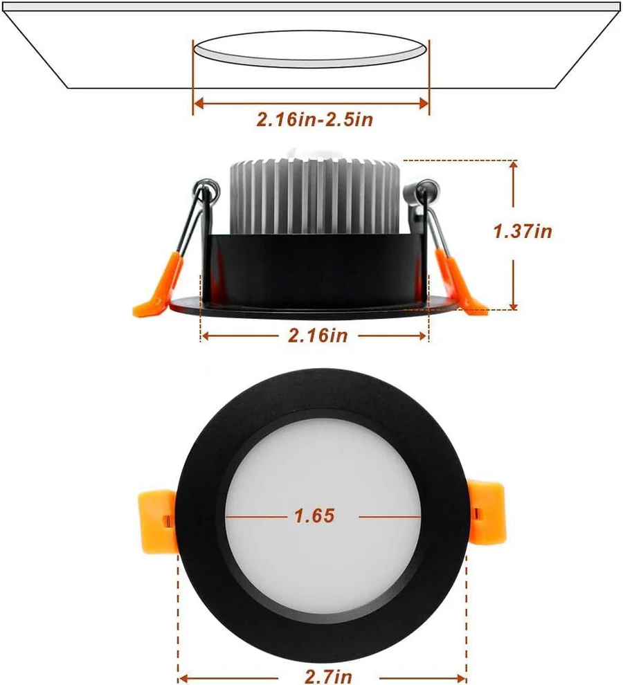 Smart RGB Downlight – WiFi Recessed Lighting, 2 Inch 5W, Dimmable RGB + CCT 2700–6500K, Works with Alexa & Google, 100–240V, Black Housing, 4 / 6 / 10 Pack Options