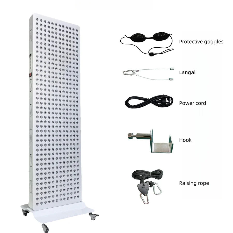 ALW-PRO Series Large Panel Infrared Therapy Lamp – 600W / 800W | Dual Chip Red & IR | Touch Control with Timer & Pulse Dimming | 30° Lens | AC85–265V | Hanging Rope & Goggles Included | for Skin Care | US / EU / UK / AU Plug