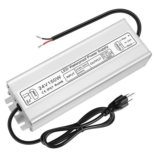 150W 12V/24V Waterproof LED Power Supply, 90-265V Input, Single/Dual Output, Aluminum Housing, Outdoor LED Lighting Driver, CE/RoHS/FCC Certified, US/UK/EU Plug