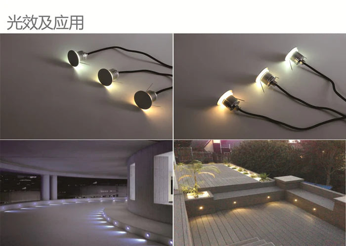 8/10-Pack Low Voltage Backlit Moonlight LED Step Lights – 3000K / 4000K / 6000K | 1W | DC12–24V | IP67 Waterproof Recessed Wall & Stair Lights