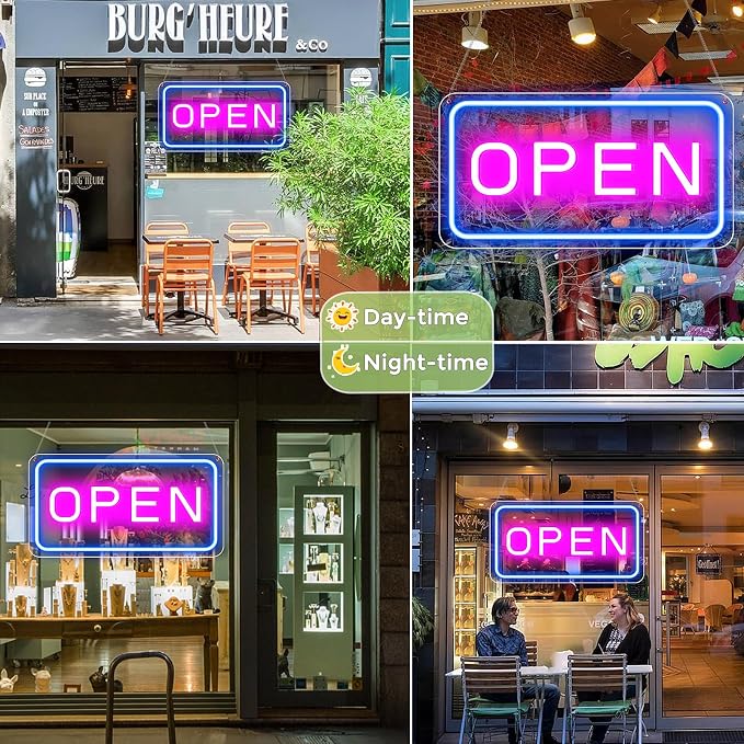 OPEN LED shop signs – USB Powered | 16×9 inch | 5 Color Options | LED Window Hanging Light for Cafes, Restaurants & Retail Shops