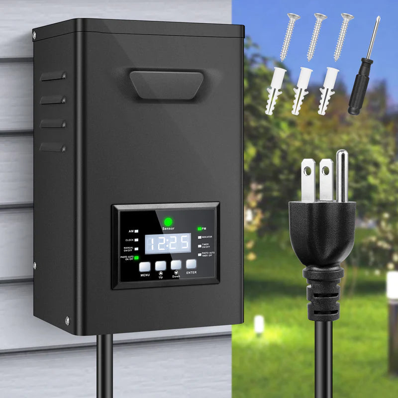 300W/400W Landscape Lighting Transformers – 120V to 12V/14V AC, Single Zone, Timer & Internal Photocell, Power Supply for Landscape Lighting Systems