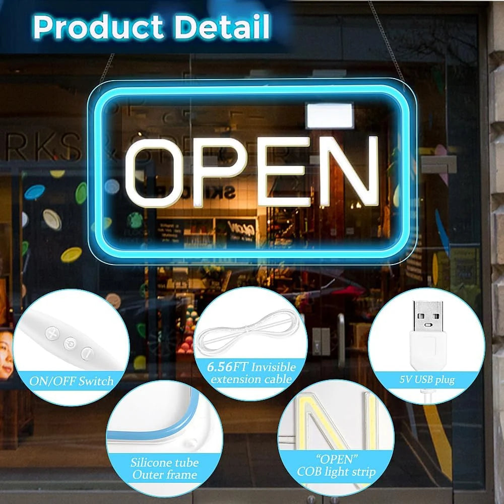 OPEN LED shop signs – USB Powered | 16×9 inch | 5 Color Options | LED Window Hanging Light for Cafes, Restaurants & Retail Shops